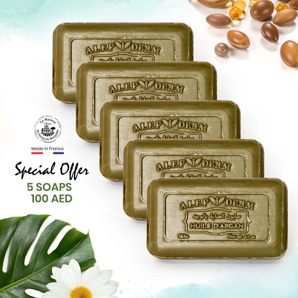 5 Alepiderm soap with Argan Oil offer