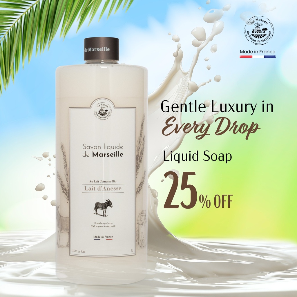 [M26008] 1l MARSEILLE LIQUID SOAP DONKEY MILK صابون سائل من مرسيليا 1 ليتر