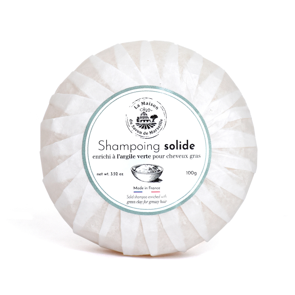 100g Solid Shampoo - Green Clay - Cheveux Gras - Argile Verte - Greasy Hair