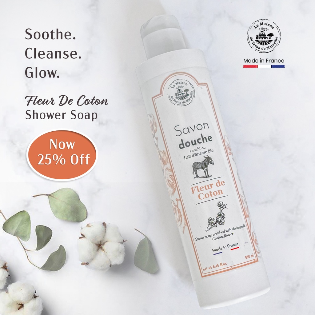[M28002] 250ML DONKEY MILK SHOWER SOAP-FLEUR DE COTON