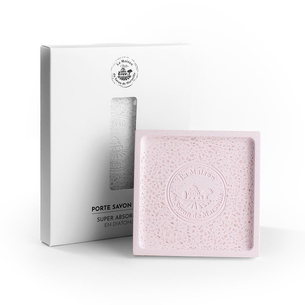 [M41061] SQUARE DIATOMITE SOAP DISH - ROSEصحن من الحجر الطبيعي